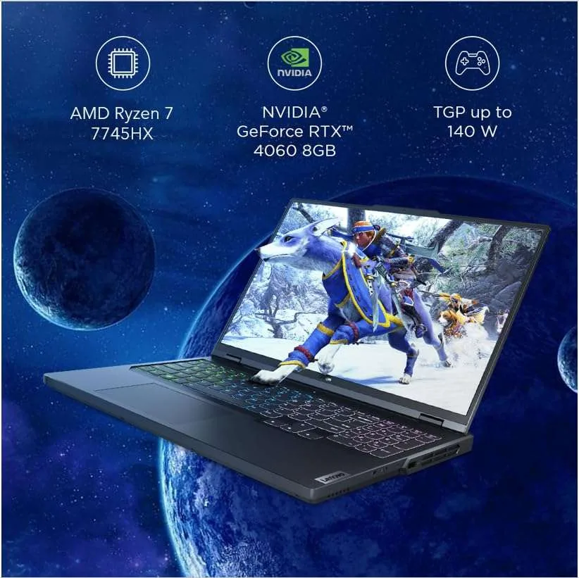 Lenovo Legion Pro 5 AMD Ryzen 7 7745HX 16" (40.64cm) WQXGA-IPS 240Hz 500Nits Gaming Laptop (16GB/1TB SSD/Win 11/Office 2021/NVIDIA RTX 4060 8GB/Alexa/3 Month Game Pass/Onyx Grey/2.5Kg) - Image 8