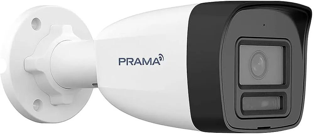 Security camera mounted on wall