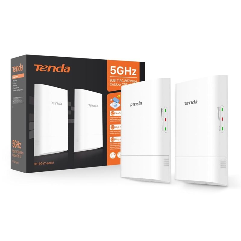 Tenda O1-5G Outdoor CPE 5GHz 867Mbps 9dBi Pre-Configured 2-Pack