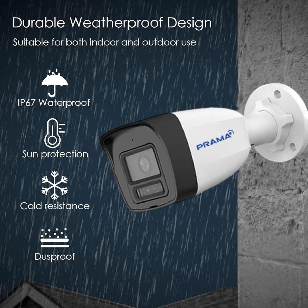 Weatherproof security camera for outdoor use