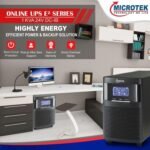 Microtek- Online UPS E2-1KVA 24V Pure Sinewave with in-Built Batteries (12V 9AHx2) Power Backup & Protection for Home Office, Desktop PC & Shops