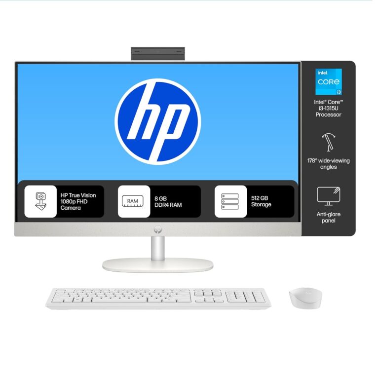 HP AIO, 13th Gen Intel Core i3-1315U,(8GB DDR4,512GB SSD) 300 nits, Anti-Glare, 23.8inch(60.5cm) FHD, Win11, M365, Office24, Shell White, 5.27kg, FHD IR Camera w/Privacy...
