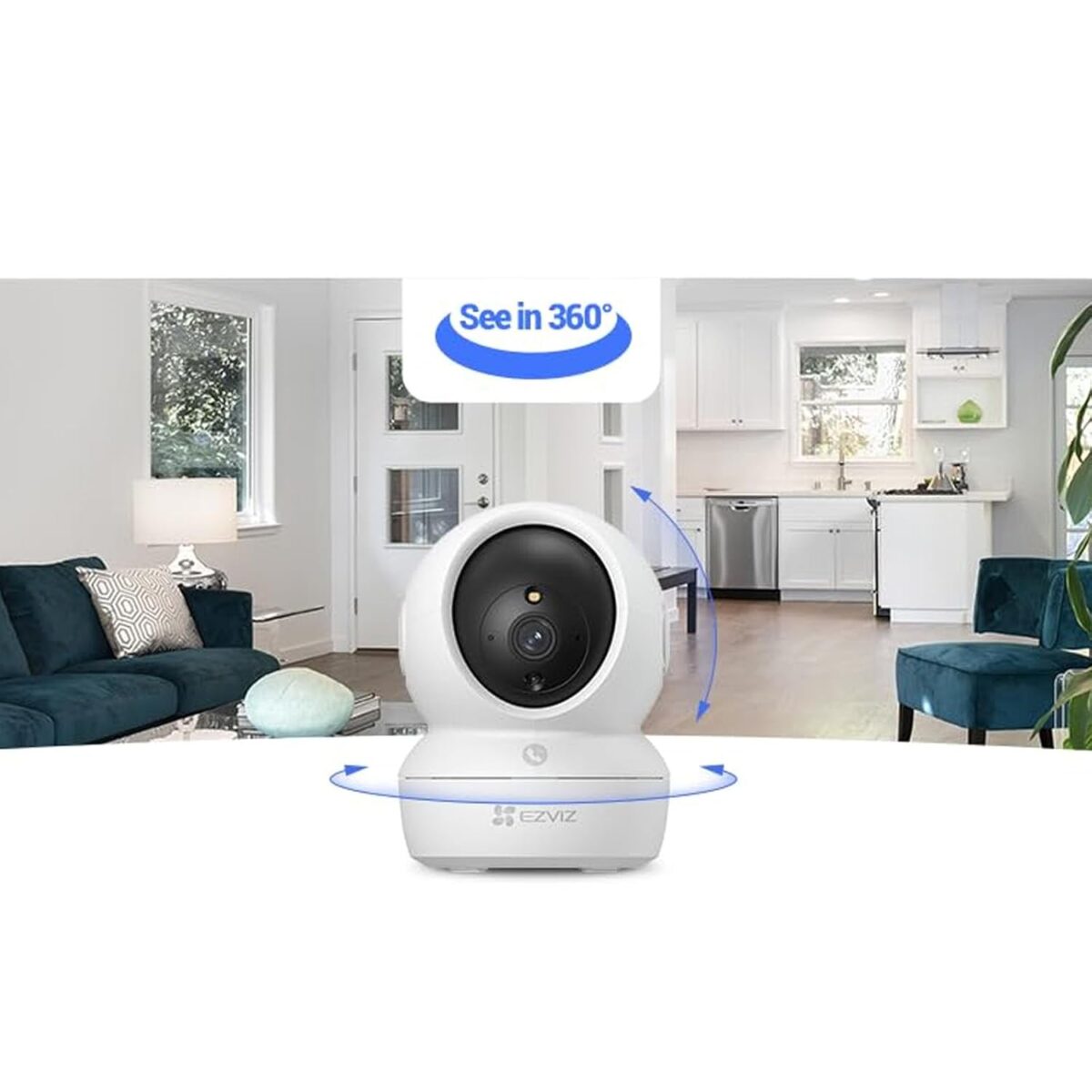 EZVIZ H6C Pro 1080p Wi-Fi Pan & Tilt Smart Camera | Full HD | Color Night Vision | Motion Tracking | Two-Way Talk | Two-Way Calling | Compatible with Alexa & Google