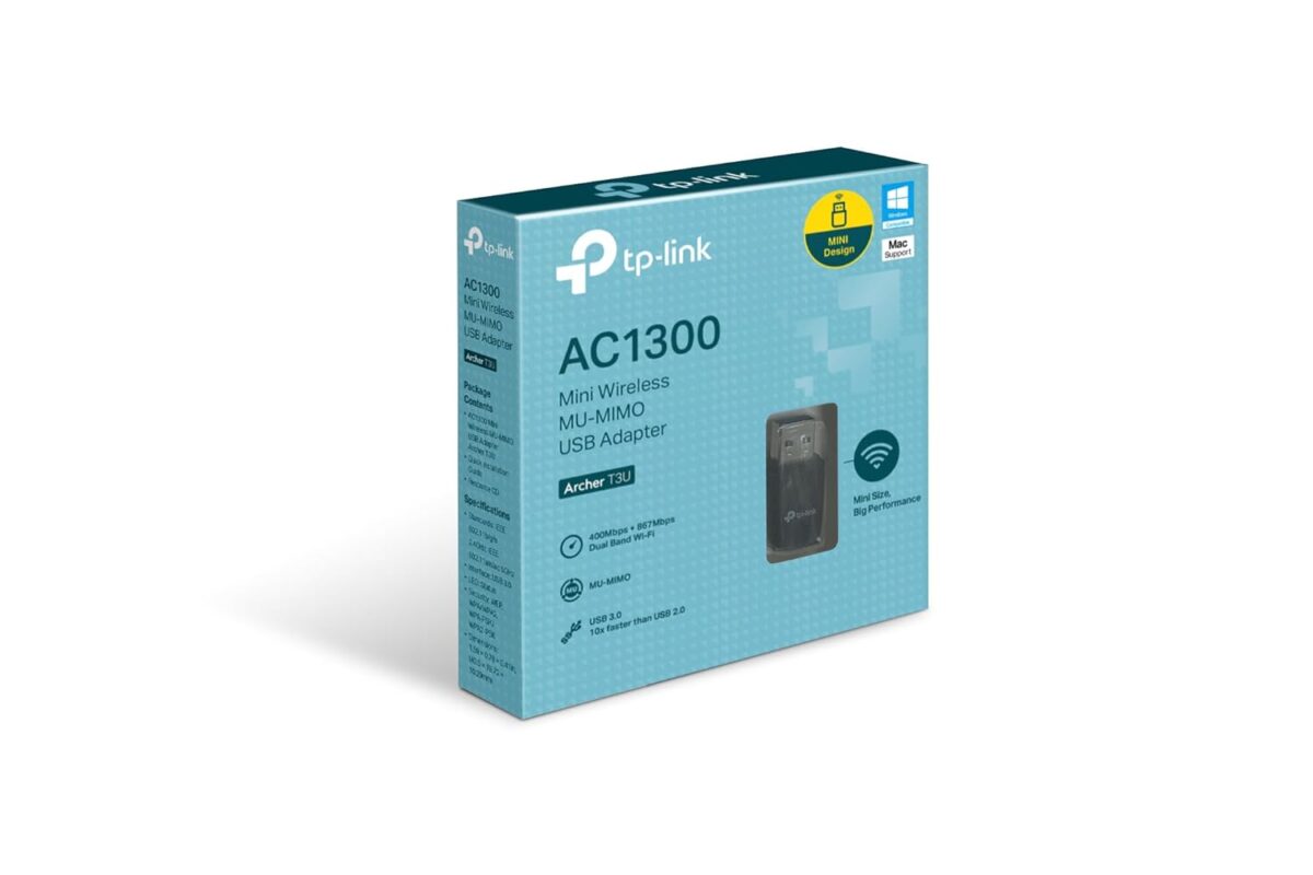 TP-Link AC1300 USB WiFi Adapter (Archer T3U) - 2.4G/5G Dual Band Mini Wireless Network Adapter for PC Desktop,MU-MIMO Wi-Fi Dongle,USB 3.0,Supports Windows 11,10, 8.1, 8, 7,...