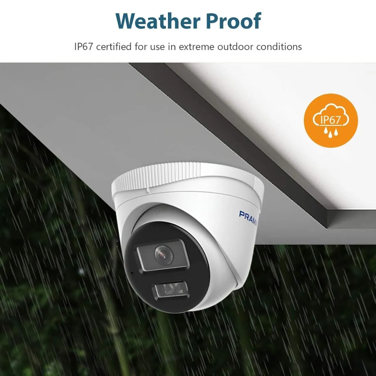 PRAMA PT-NC143D3-WNM(D2) 4MP Fixed Turret Network Camera with Smart Dual Light, Microphone & IP67 | Included PVC Stickers