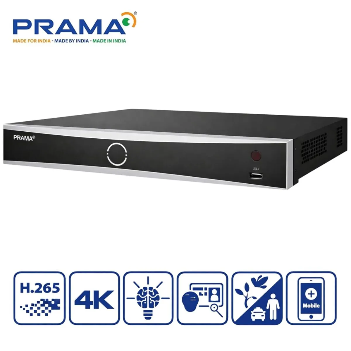 PRAMA PT-NRAS2A32-K2 32 Channel AIsense Network Video Recorder with H.265+ Compression, 2 SATA Interface Supporting HDD up to 10TB Per HDD, 4K HDMI, Upto 80 mbps Incoming...