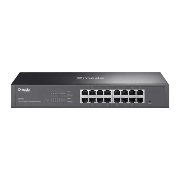 ES216G Easy Managed Gigabit Switch, 16 Port, Steel Casing, Rack Mountable 1U, Compatible Compatible with TP-Link