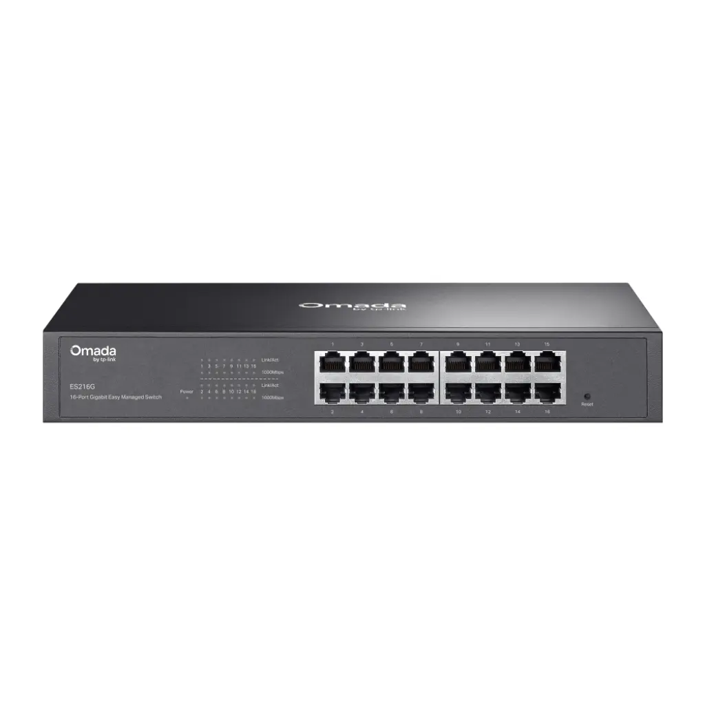 ES216G Easy Managed Gigabit Switch, 16 Port, Steel Casing, Rack Mountable 1U, Compatible Compatible with TP-Link