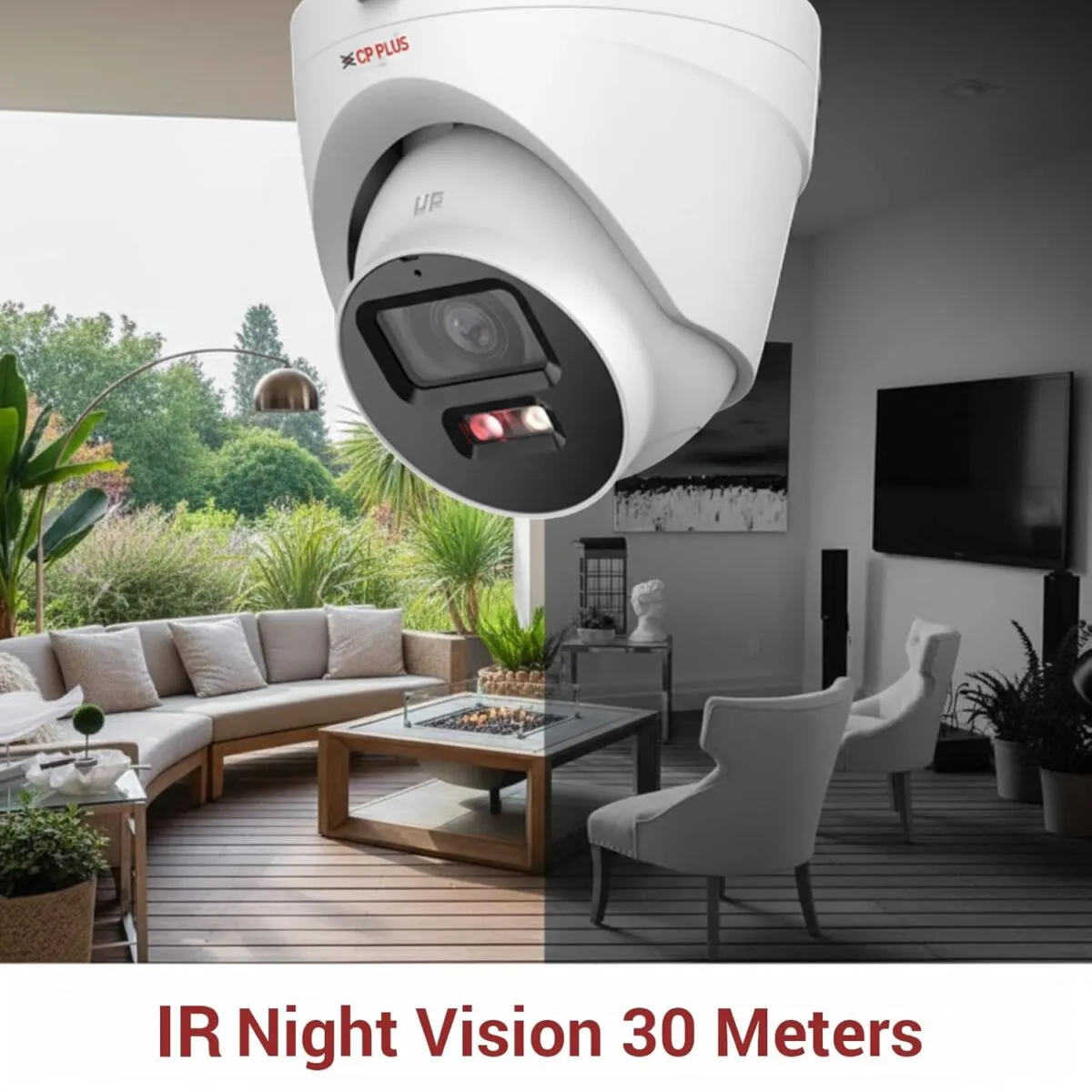 CP Plus 2MP Dual Light Dome IP Camera | Full HD 1080p | Built-in Mic & Speaker | 30m Dual Light Night Vision | PoE & IP67 Weatherproof [CP-UNC-DA21L3B-LQ]