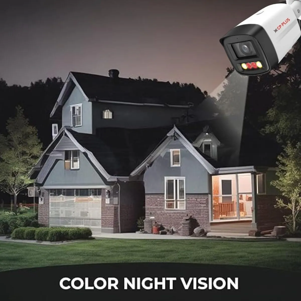 CP Plus 4MP Dual Light Bullet IP Camera | 2688×1520 Full HD | Warm Light + IR Night Vision 30m | Built-in Mic & Speaker | PoE | IP67 Outdoor CCTV Camera [CP-UNC-TA41L3B-D-LQ]