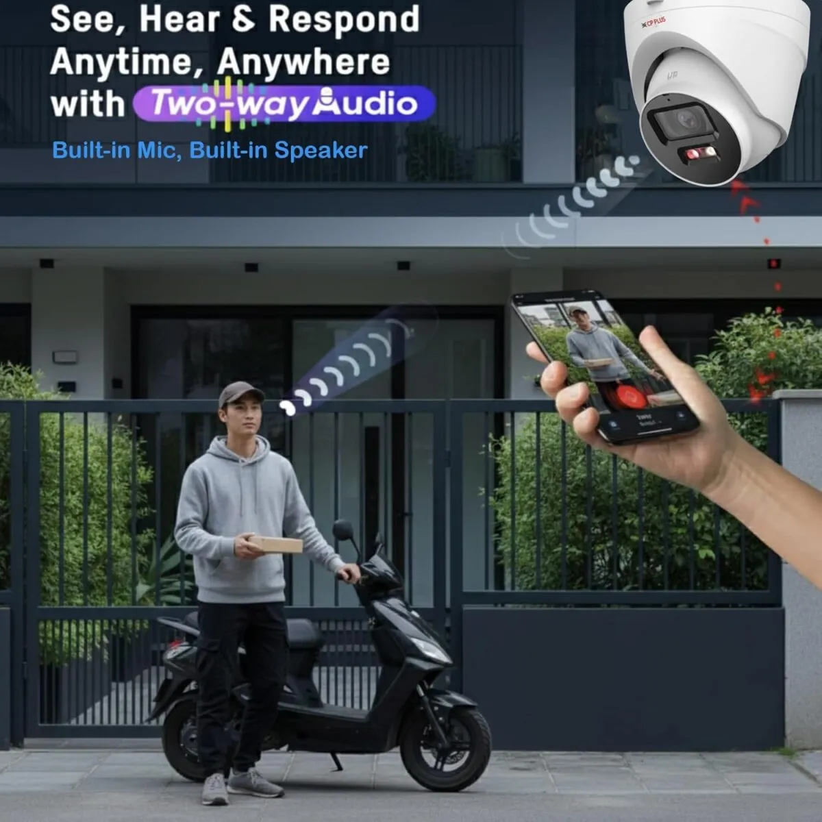 CP Plus 4MP Dual Light Dome Indoor IP Camera | Full HD 2688×1520 | Dual Light Night Vision (IR + Warm Light 30m) | Built-in Mic & Speaker | PoE, IP67 Weatherproof...
