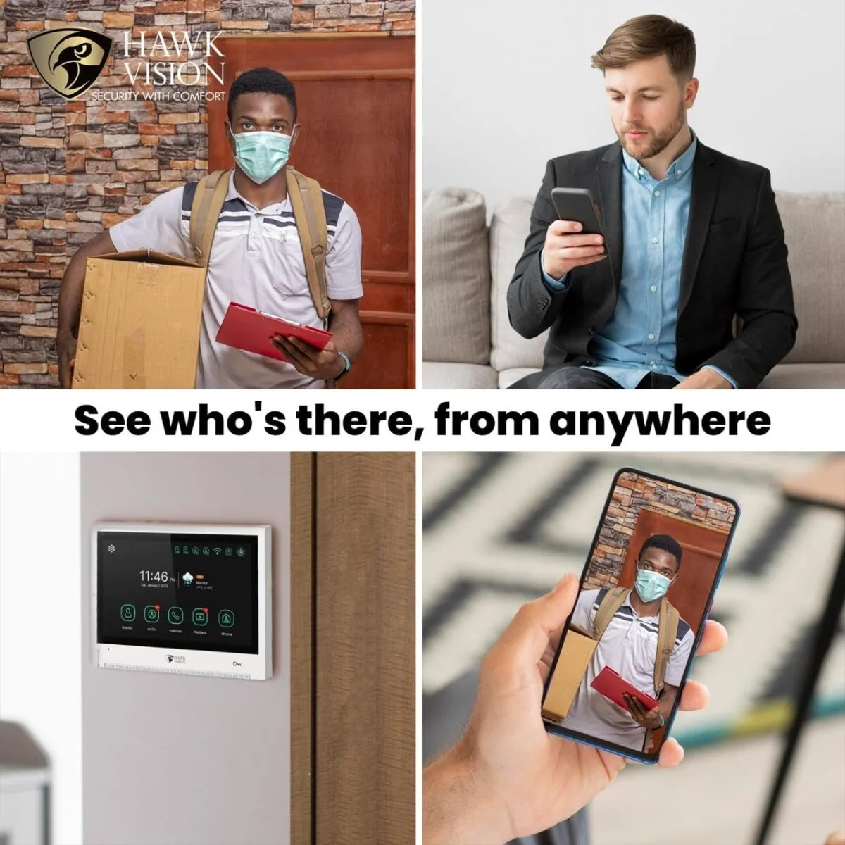 Hawk Vision Network Based Video Door Phone/Bell with 8" inch LCD Screen |Wired |Two-Way Intercom | Instant Phone Visitor Video Call | Night Vision, and Remote Access for...