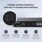 Tenda TEG1120P-16-250W, 16 Port Gigabit PoE Switch Compatible with IEEE 802.3af/at Devices, Rack Mountable, Unmanaged PoE+ Switch with 16 Port PoE+@230W & 2 RJ45 Ports & 2 SFP...